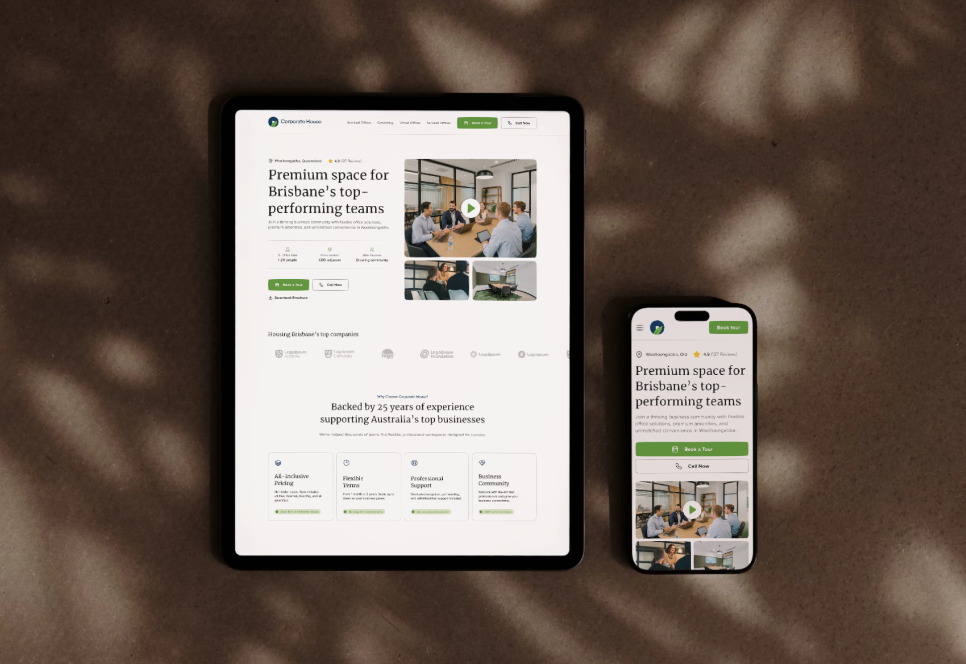 Corporate House Website on iPad and Mobile Phone